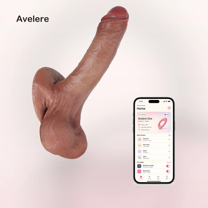 9" x 1.9" Brown Realistic Hanging Moving Balls Suction Cup Dirty Talk Male Voice Immersive Pleasure Dildo