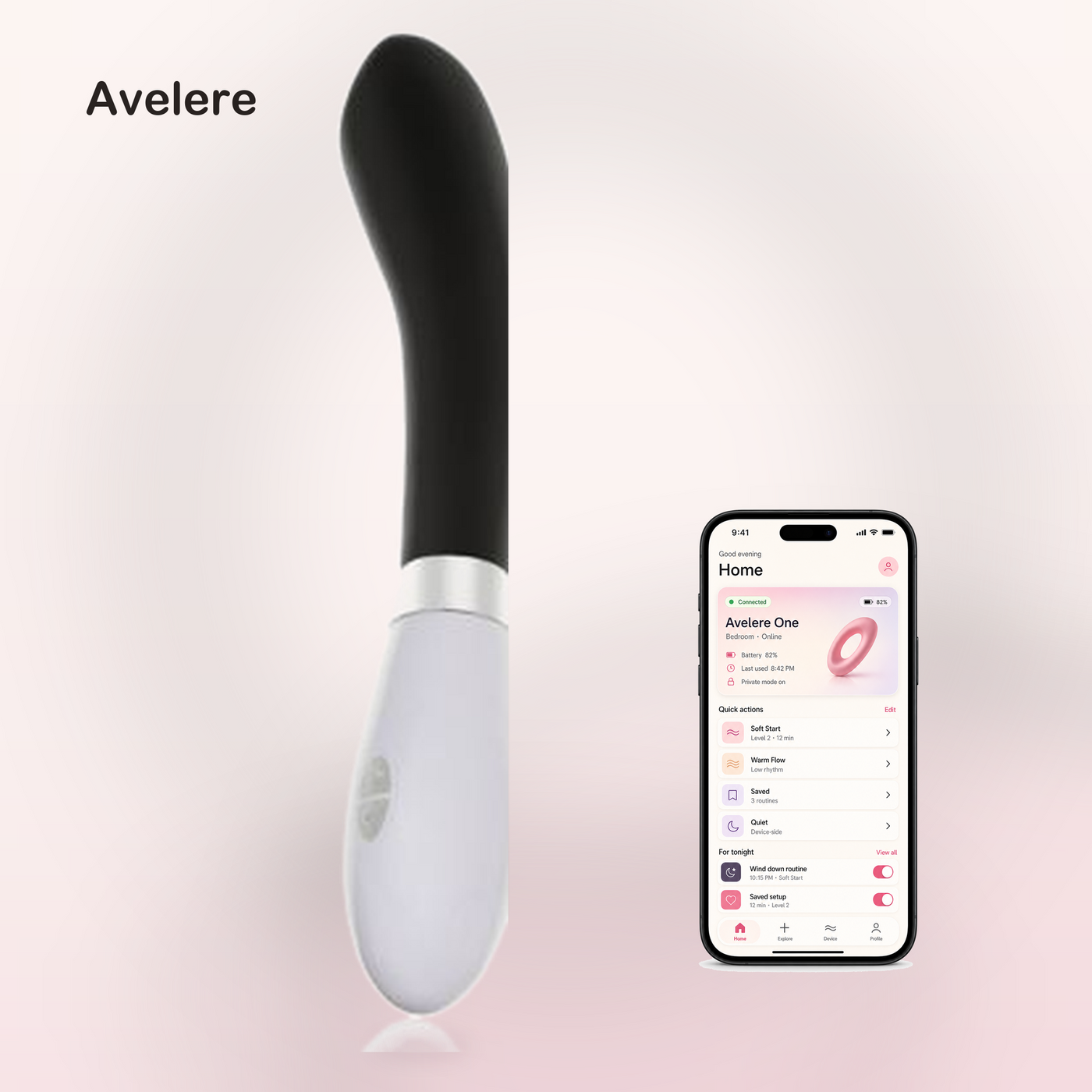 Avelere Black 7 Inches Multi-Function Curved Personal Massager