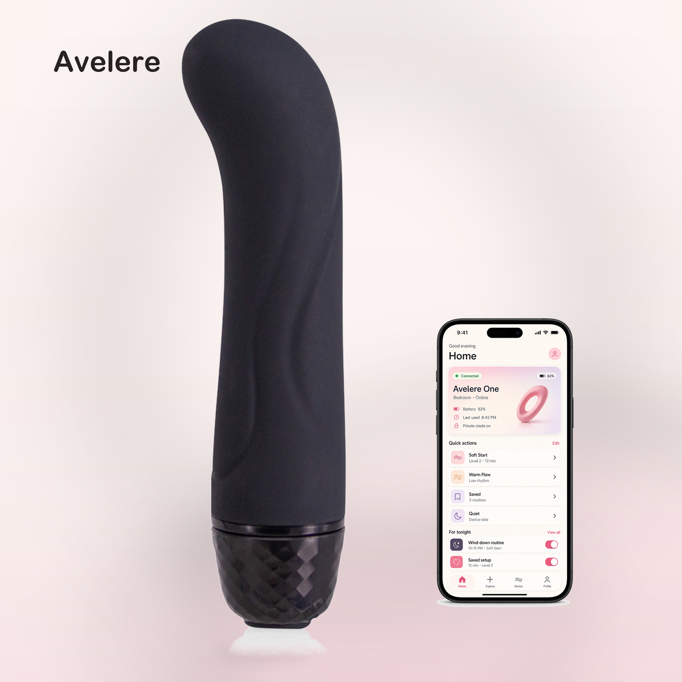 Avelere Black 5 In Waterproof Multi-Function Curved Personal Massager