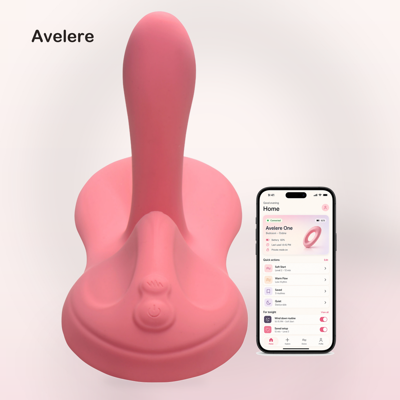 Avelere Pink 10.1 In Wearable Remote-Control Waterproof Personal Massager